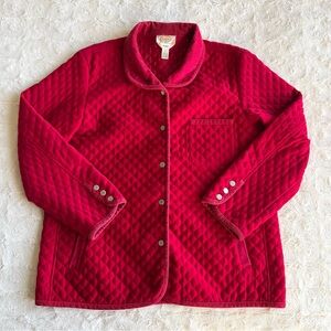 Vtg Chore Coat Jacket Womens Large Red Quilted Barn Corduroy Collar 90s Talbots